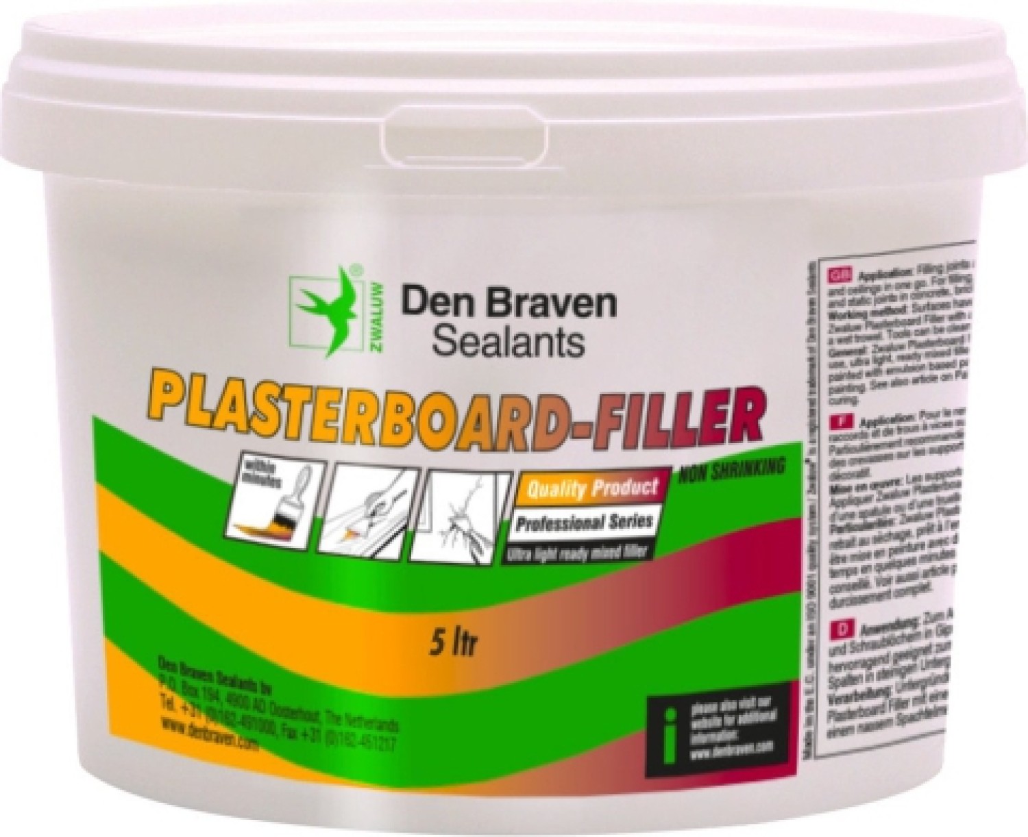 Den Braven Zwaluw Plasterboard-Filler 5 Ltr