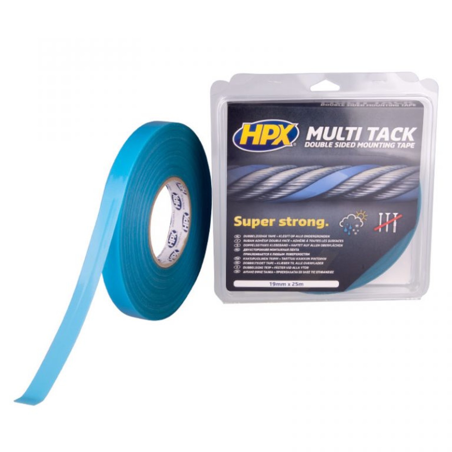 Dubbelzijdige Multi-tack tape - semi-transparant 19mm x 25m